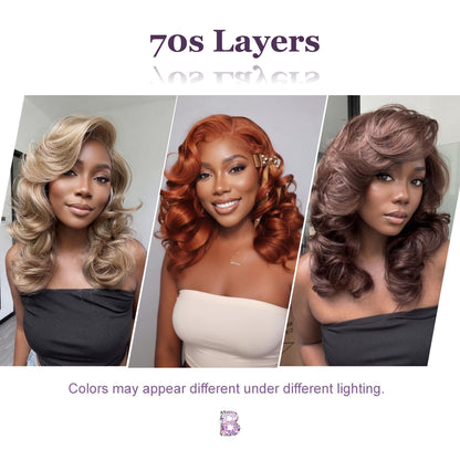 [70s Layers] Farrah Fawcett Style T Lace Glueless Synthetic Wig Chestnut