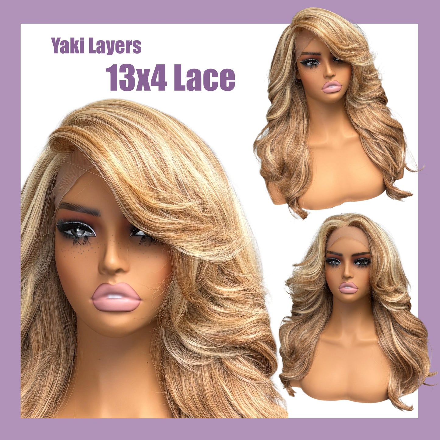 [Yaki Layers] 13x4 Lace Synthetic Wig Sunset Blonde Color