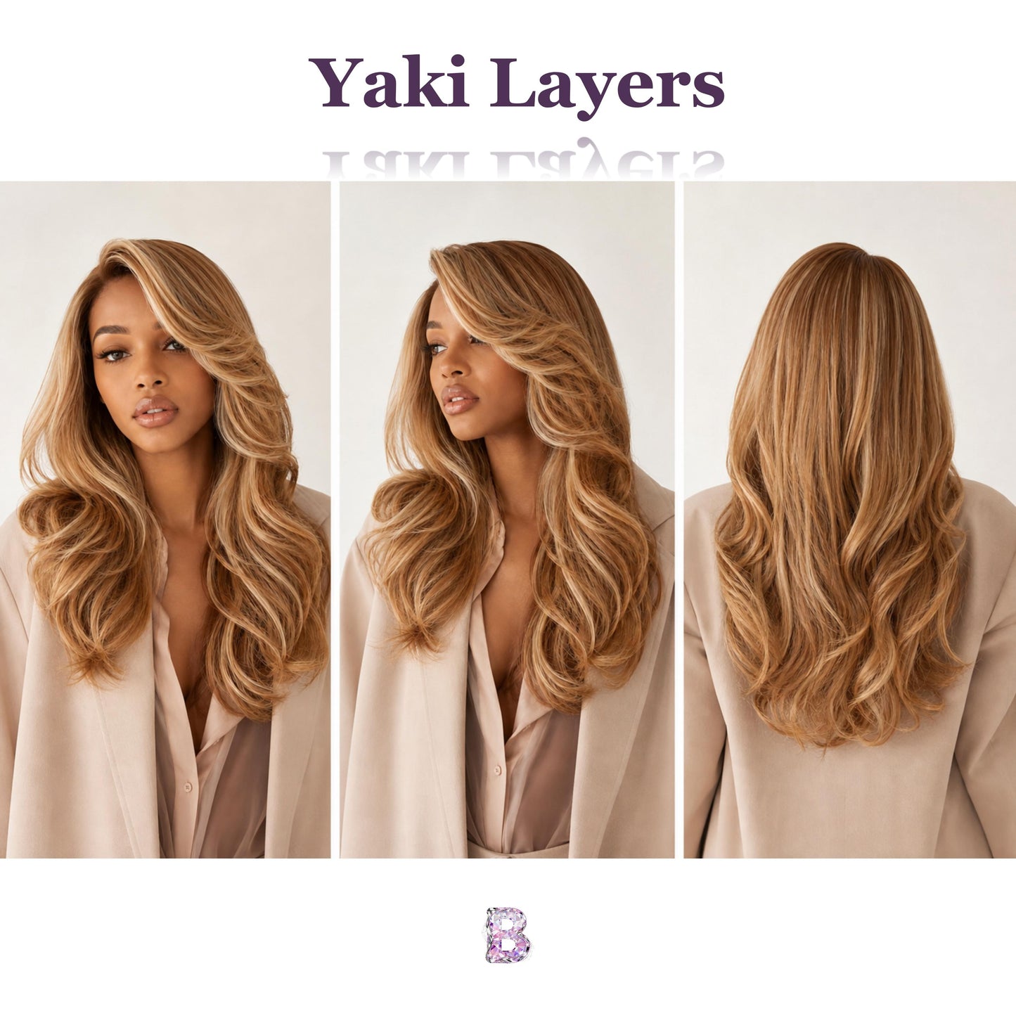 [Yaki Layers] 13x4 Lace Synthetic Wig Sunset Blonde Color