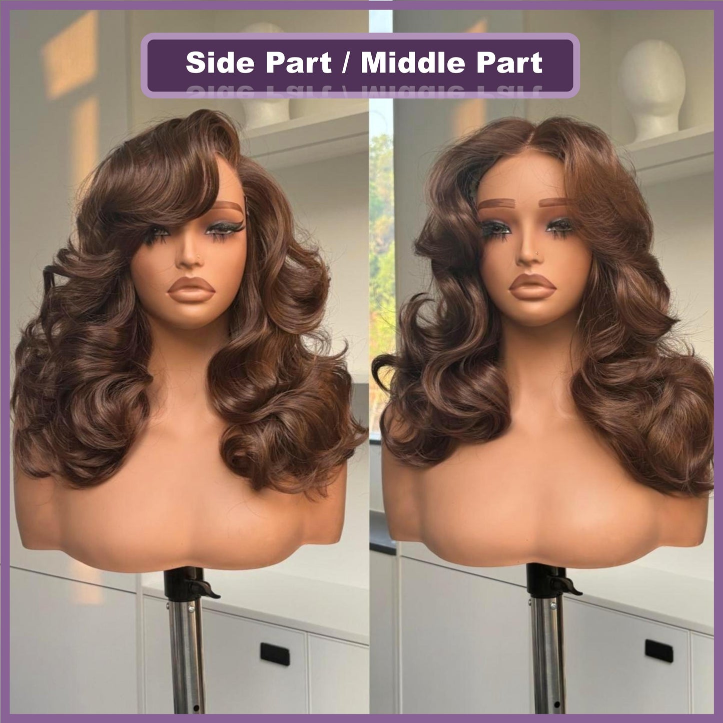 [70s Layers] Farrah Fawcett Style T Lace Glueless Synthetic Wig Chestnut