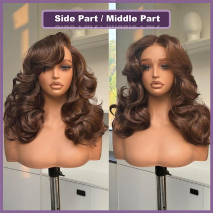 [70s Layers] Farrah Fawcett Style T Lace Glueless Synthetic Wig Chestnut