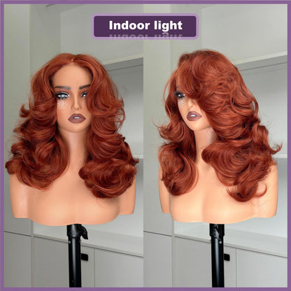 [70s Layers] Farrah Fawcett Style T Lace Glueless Synthetic Wig Chestnut