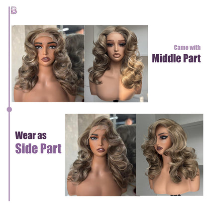 [70s Layers] Farrah Fawcett Style T Lace Glueless Synthetic Wig Chestnut