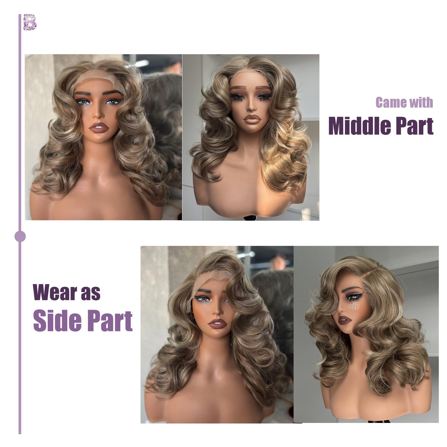[70s Layers] Farrah Fawcett Style T Lace Glueless Synthetic Wig Golden Brown