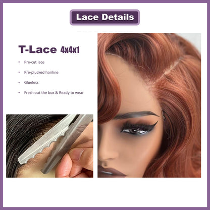 [70s Layers] Farrah Fawcett Style T Lace Glueless Synthetic Wig Ginger