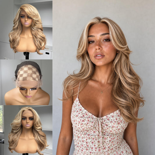 [Yaki Layers] 13x4 Lace Synthetic Wig Sunset Blonde Color