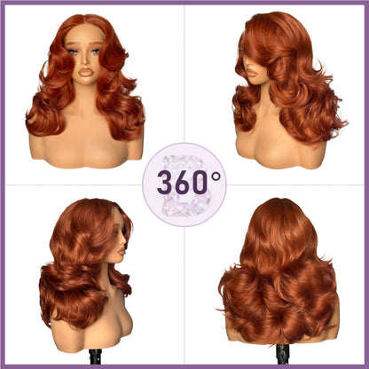 [70s Layers] Farrah Fawcett Style T Lace Glueless Synthetic Wig Ginger