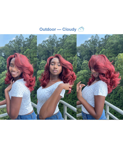 [Choppy Layers] Butterfly Cut T-Lace Synthetic Glueless Wigs Ruby Red