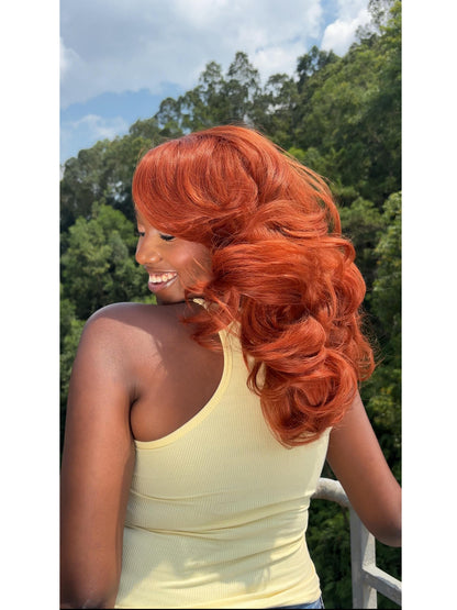 [70s Layers] Farrah Fawcett Style T Lace Glueless Synthetic Wig Ginger