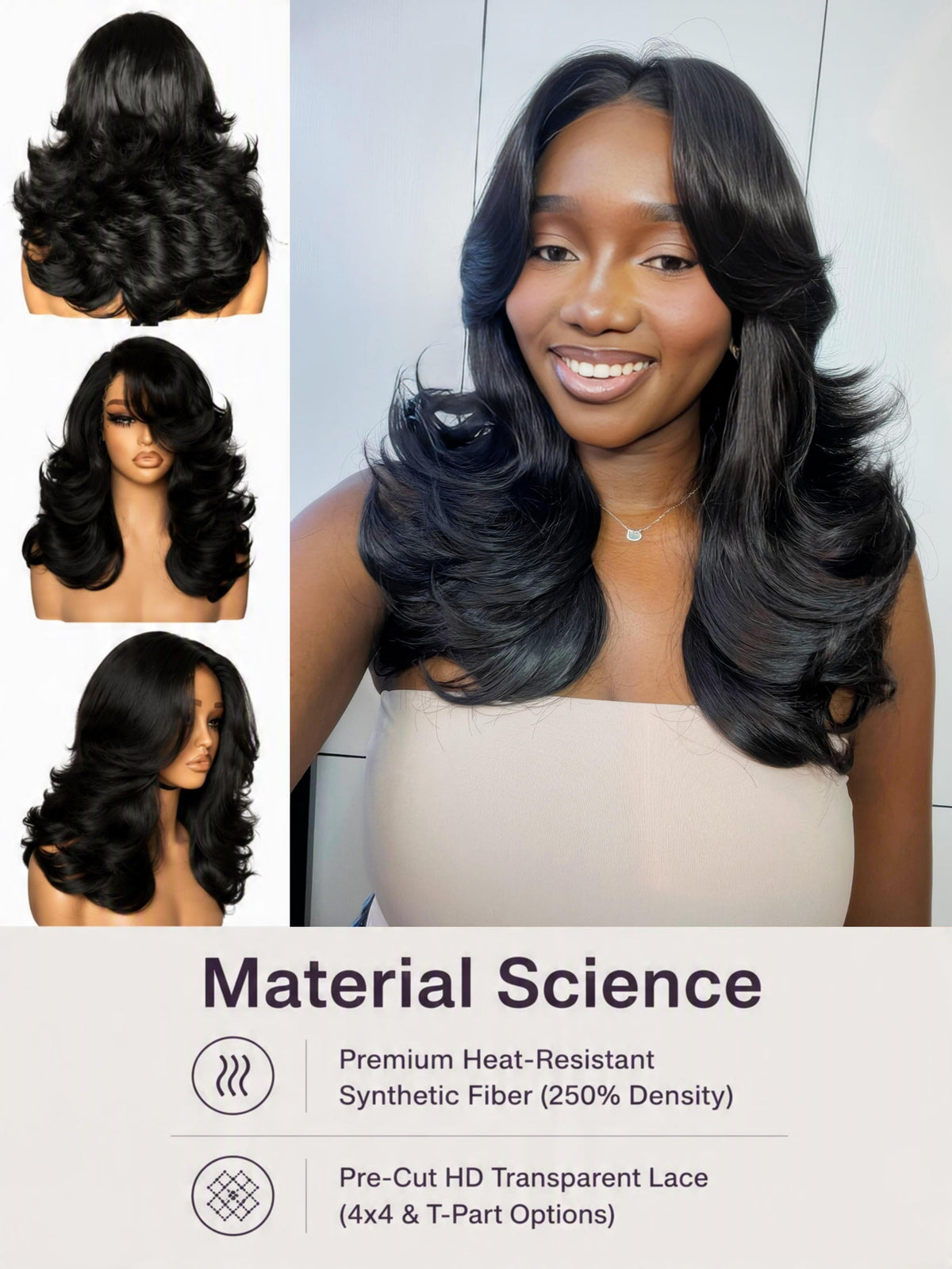 [Detroit Layers] Extra Full 250% Density Glueless Synthetic Wig