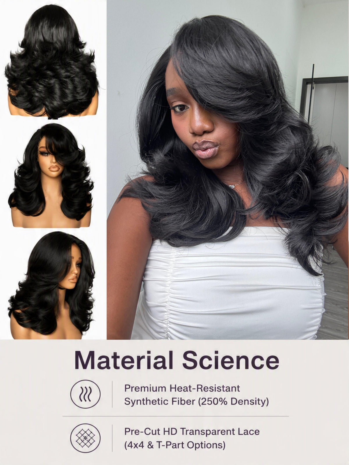 [Detroit Layers] Extra Full 250% Density Glueless Synthetic Wig