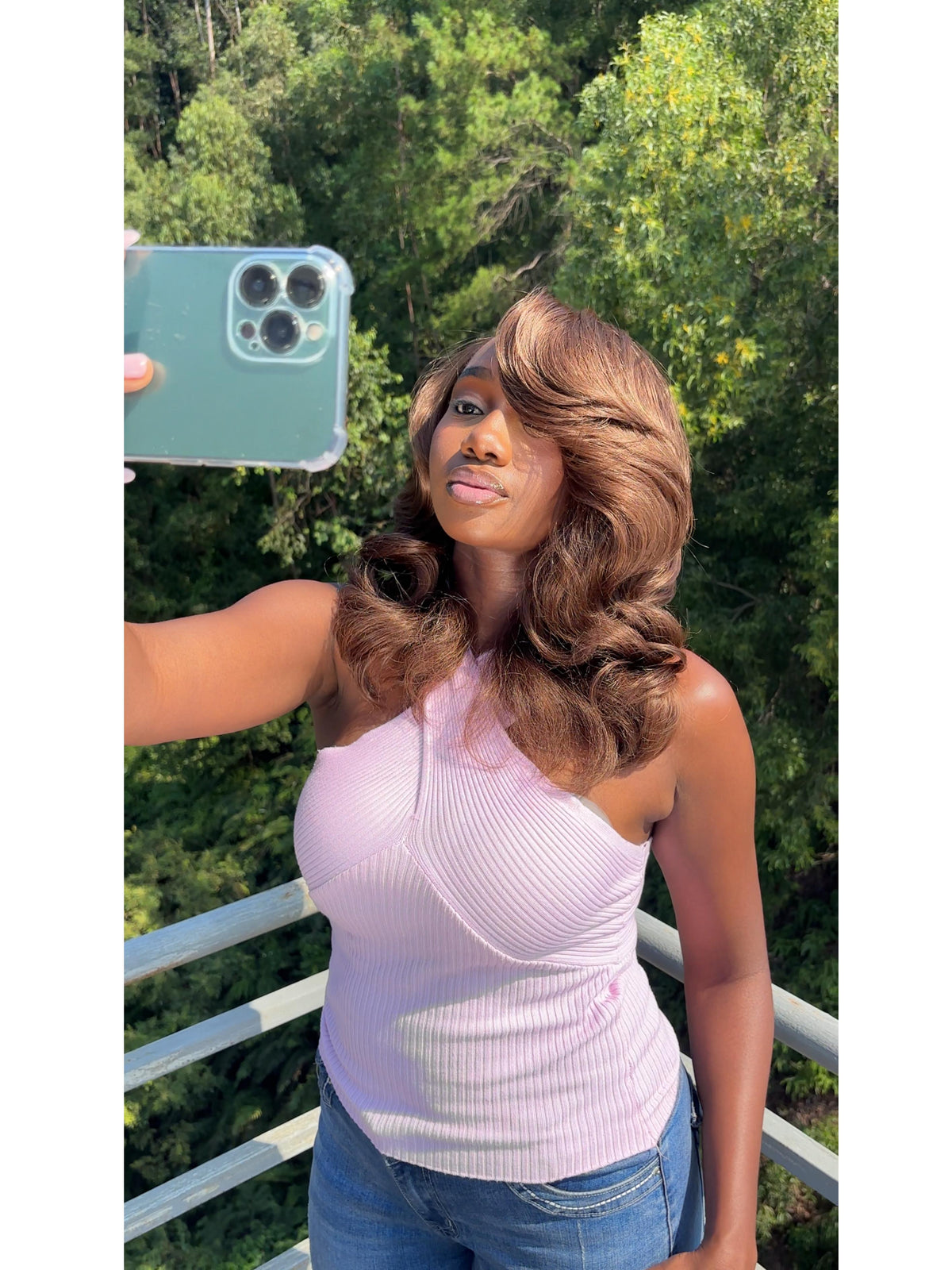 [70s Layers] Farrah Fawcett Style T Lace Glueless Synthetic Wig Ginger