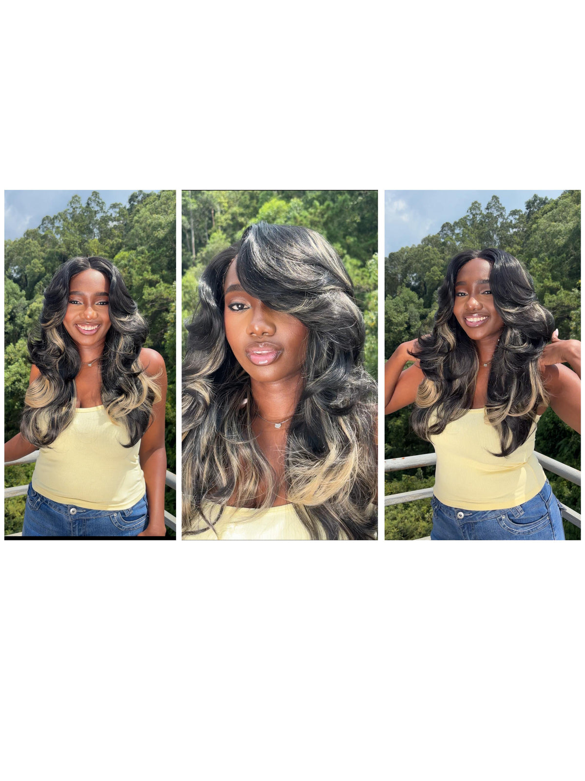 [Detroit Layers] 24 Inches Golden Black Glueless Premium Synthetic Wig