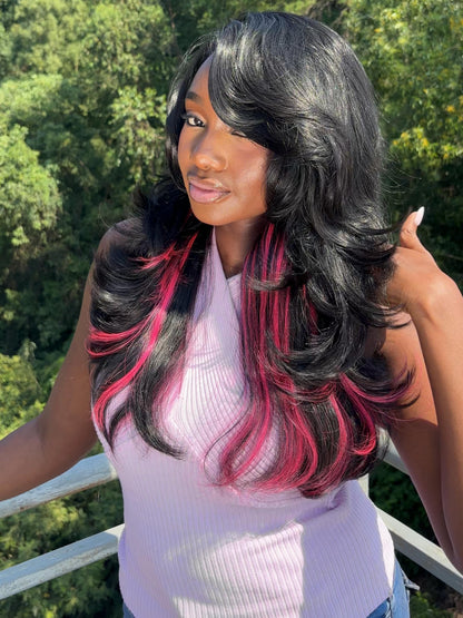 [Detroit Layers] 24 Inches Golden Black Glueless Premium Synthetic Wig