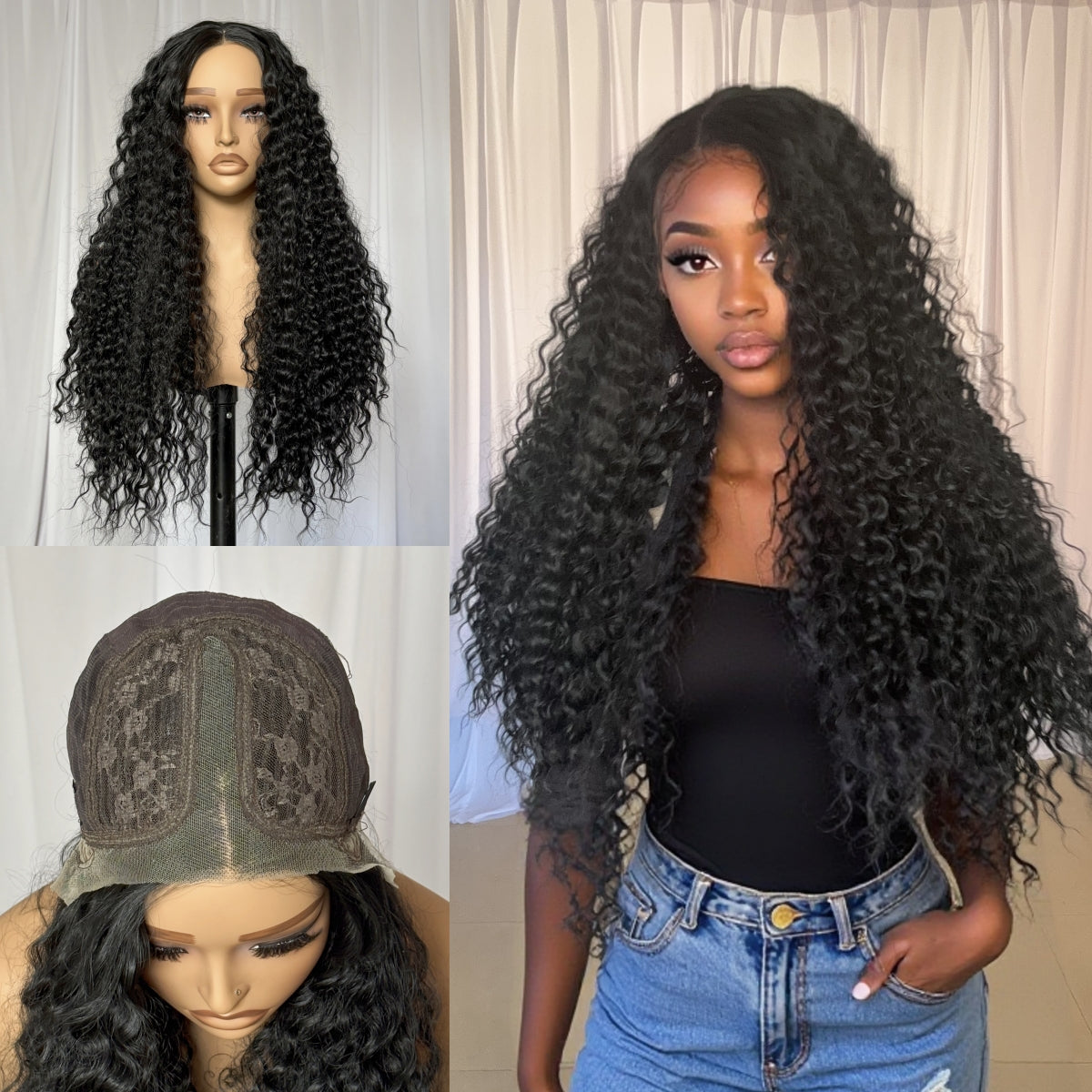 [Deep Curl] Luxury 13x4x1 T-Frontal Lace Synthetic Wig