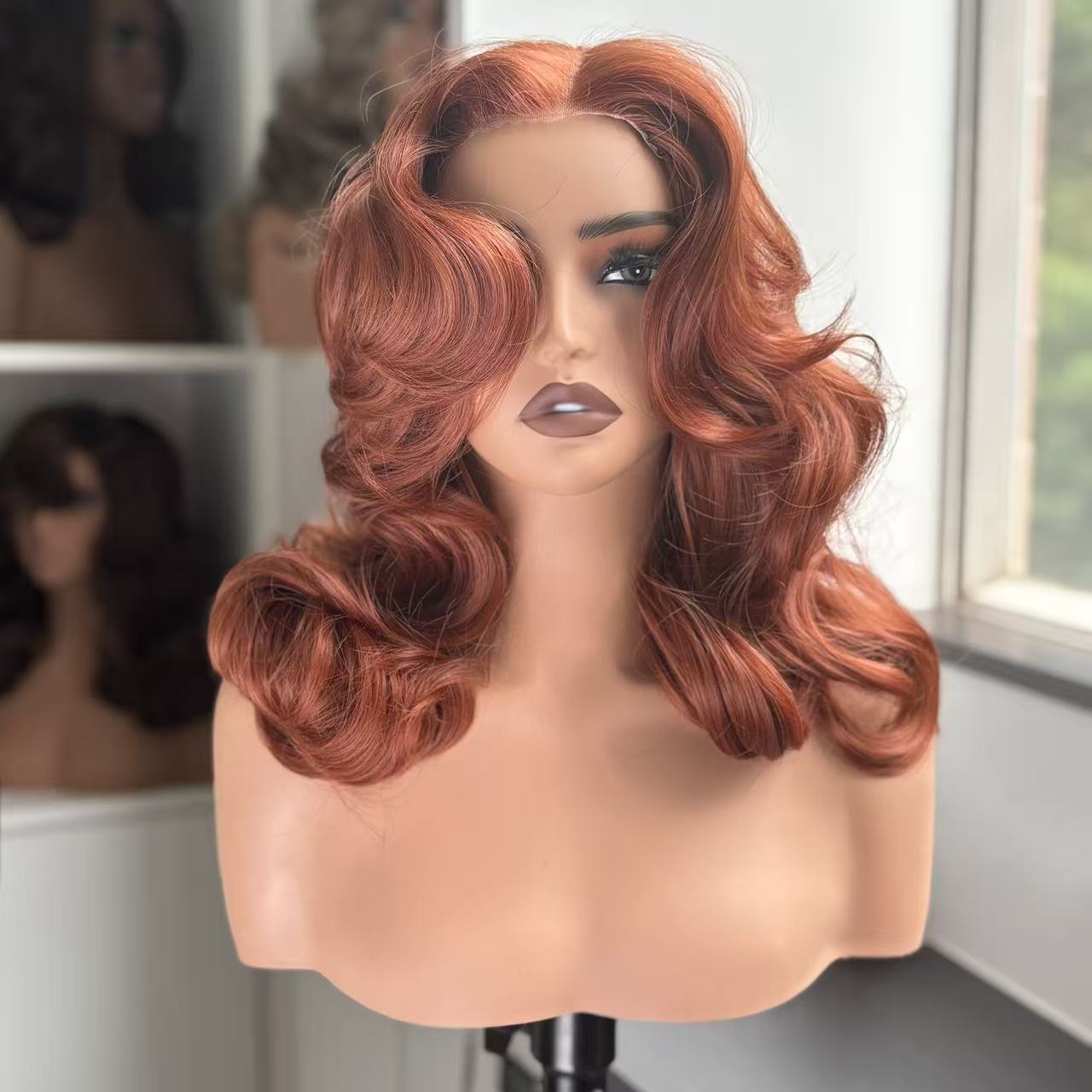[70s Layers] Farrah Fawcett Style T Lace Glueless Synthetic Wig Chestnut