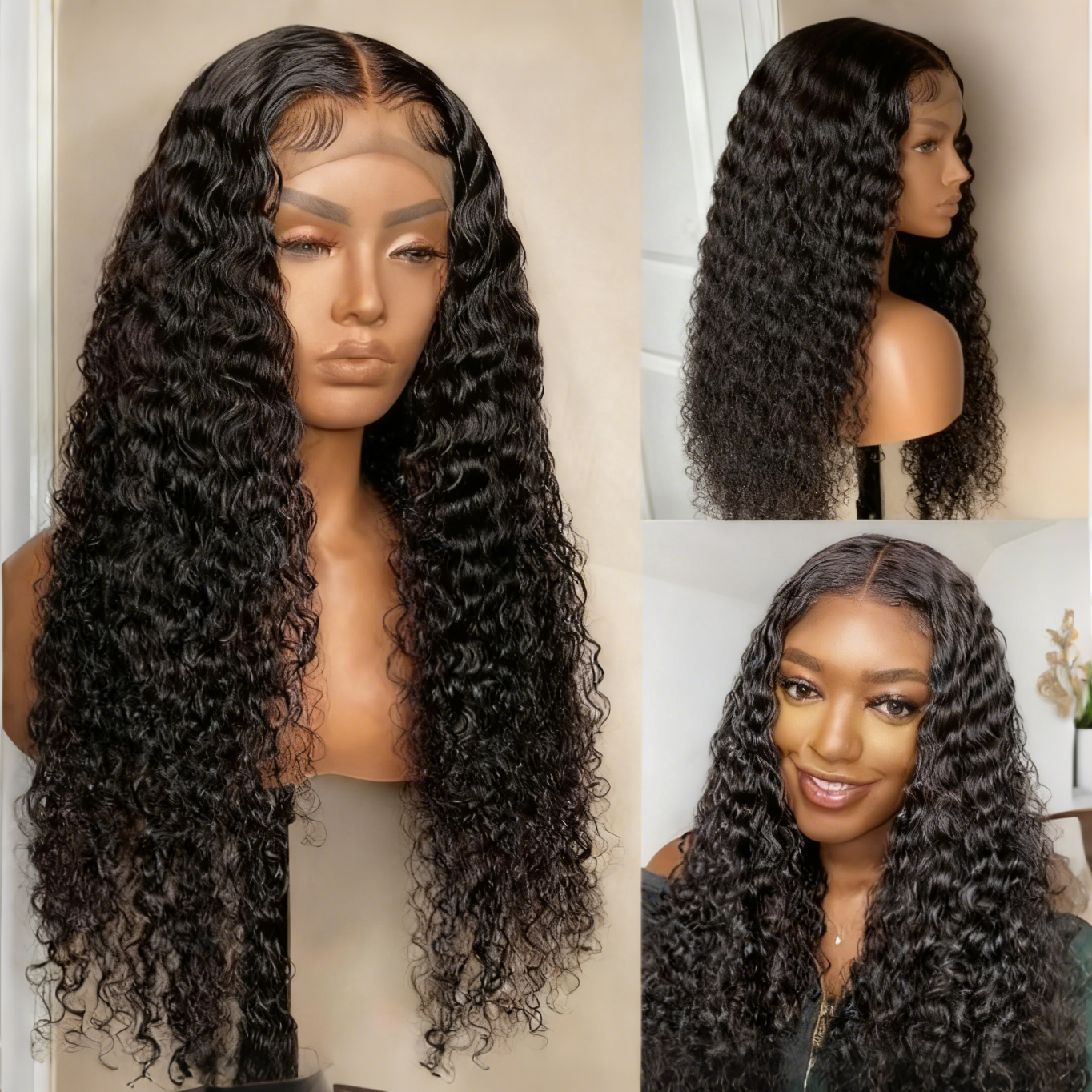 [Deep Curl] Luxury 13x4x1 T-Frontal Lace Synthetic Wig