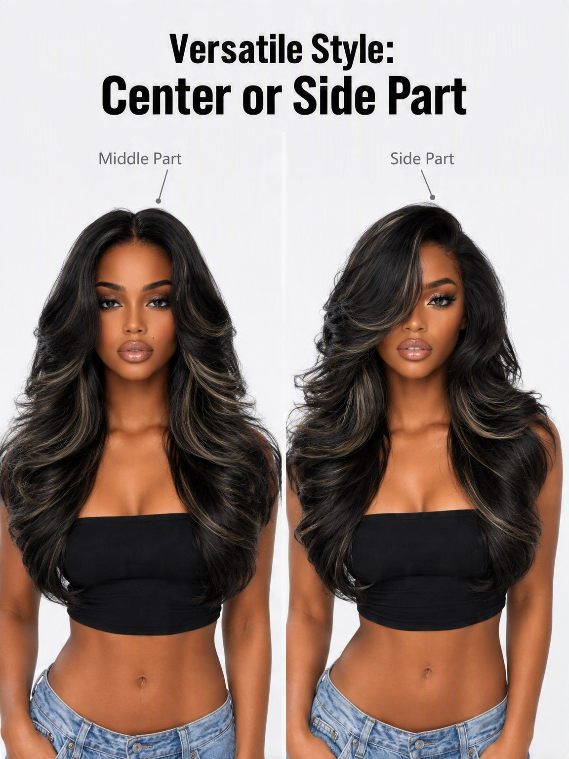 [Detroit Layers] 24 Inches Golden Black Glueless Premium Synthetic Wig
