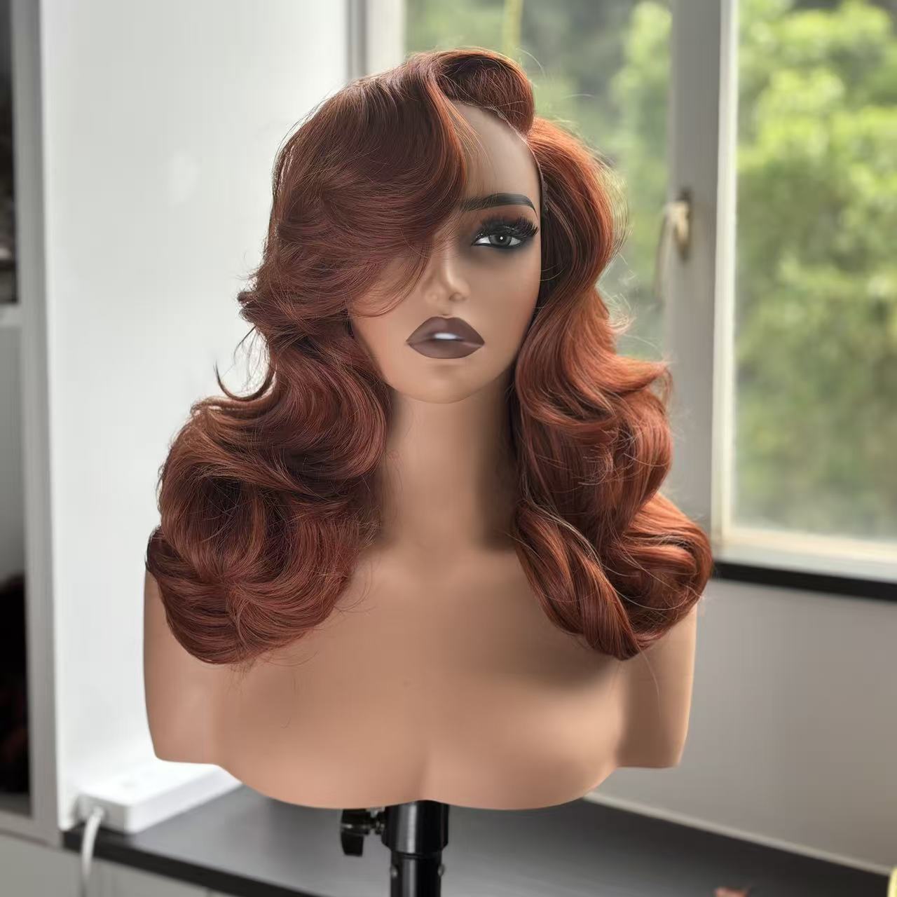 [70s Layers] Farrah Fawcett Style T Lace Glueless Synthetic Wig Chestnut