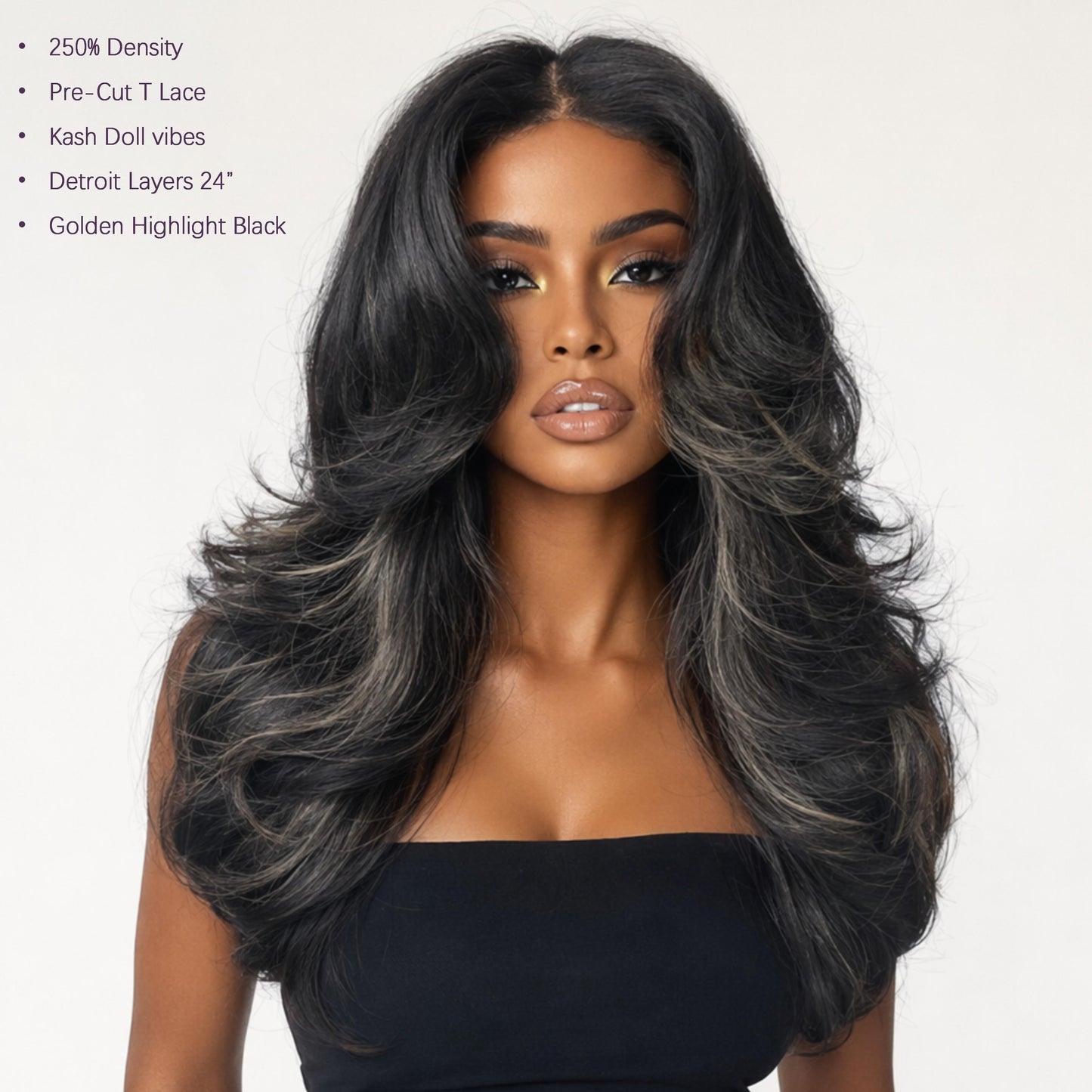 [Detroit Layers] 24 Inches Black Blond Glueless Premium Synthetic Wig