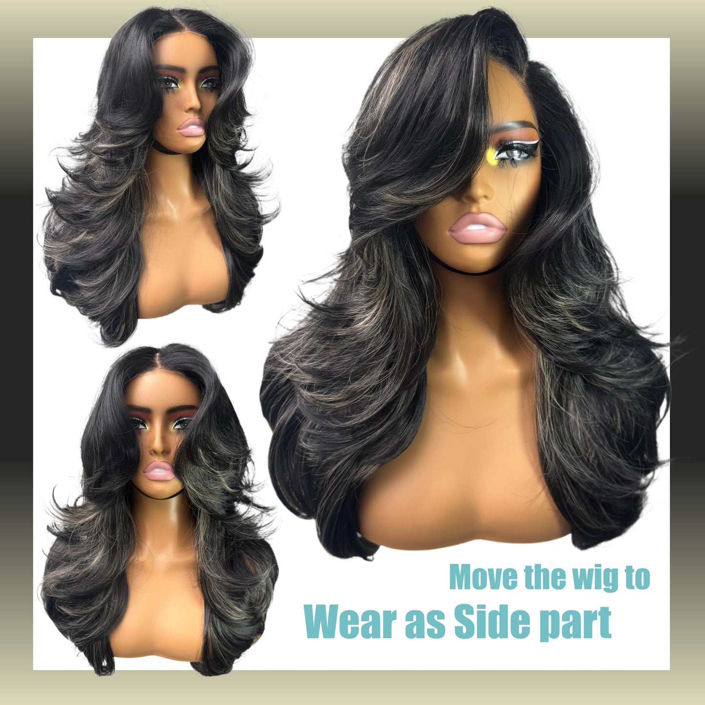 [Detroit Layers] 24 Inches Black Blond Glueless Premium Synthetic Wig