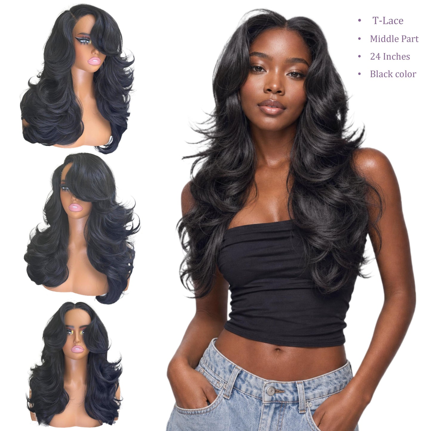 [Detroit Layers] 24 Inches Black Blond Glueless Premium Synthetic Wig