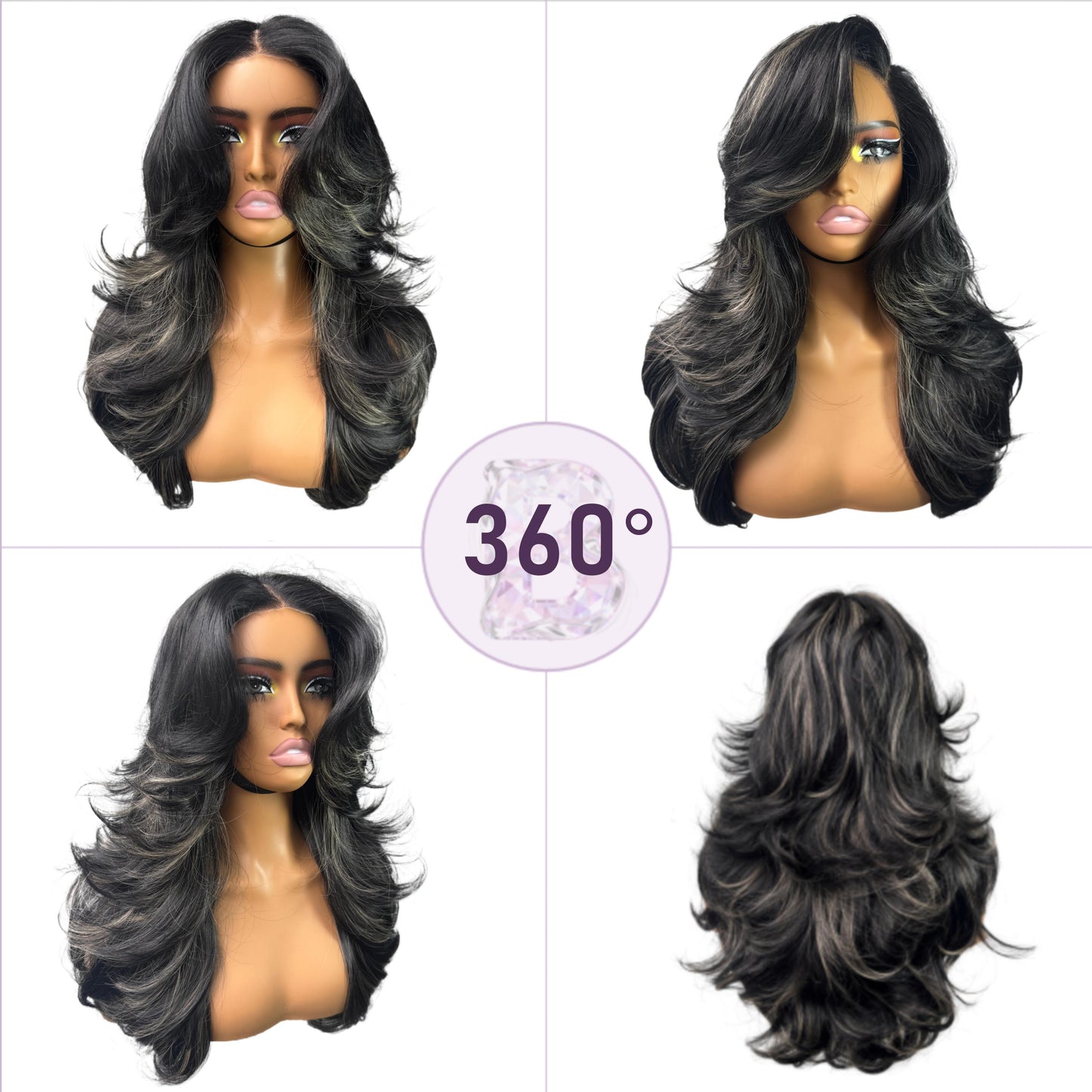 [Detroit Layers] 24 Inches Black Blond Glueless Premium Synthetic Wig