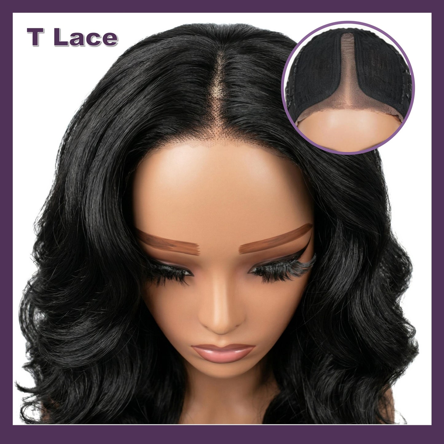 [Detroit Layers] 24 Inches Black Purple Mint Glueless Synthetic Wig