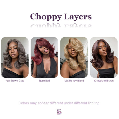 [Choppy Layers] Butterfly Cut T-Lace Synthetic Wigs Chocolate Brown