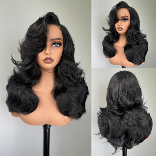 [Salon Blowout Layers] Throw On & Go Side Part Glueless Synthetic Hair