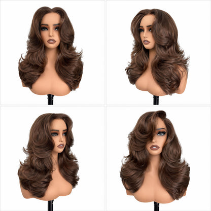 [Choppy Layers] Butterfly Cut T-Lace Synthetic Wigs Chocolate Brown