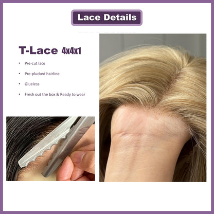 [Choppy Layers] Butterfly Cut T-Lace Synthetic Glueless Wigs Mix Honey Blond