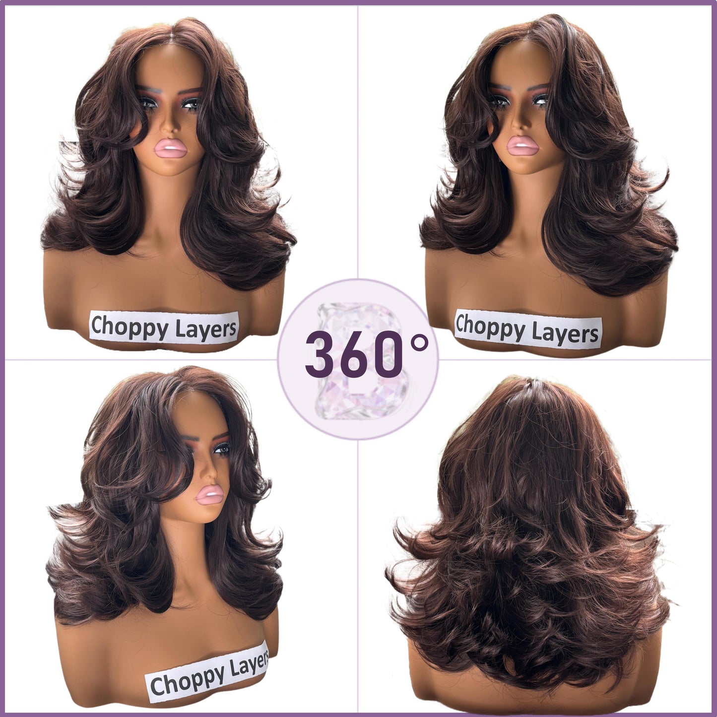 [Choppy Layers] Butterfly Cut T-Lace Synthetic Wigs Chocolate Brown