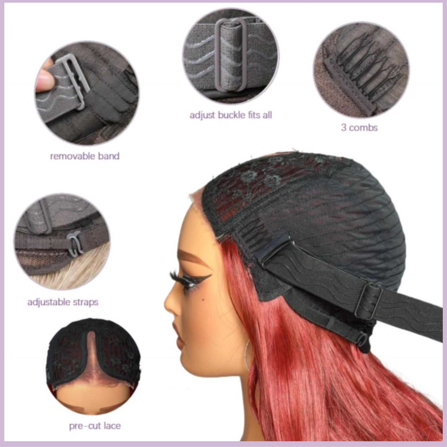 [Choppy Layers] Butterfly Cut T-Lace Synthetic Glueless Wigs Ruby Red