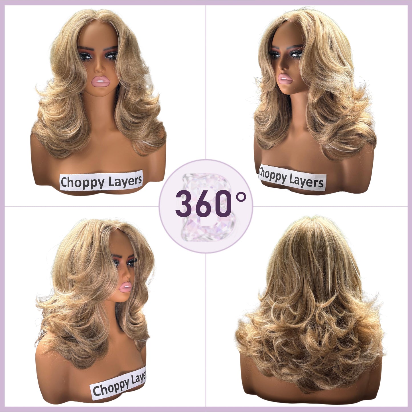 [Choppy Layers] Butterfly Cut T-Lace Synthetic Glueless Wigs Mix Honey Blond