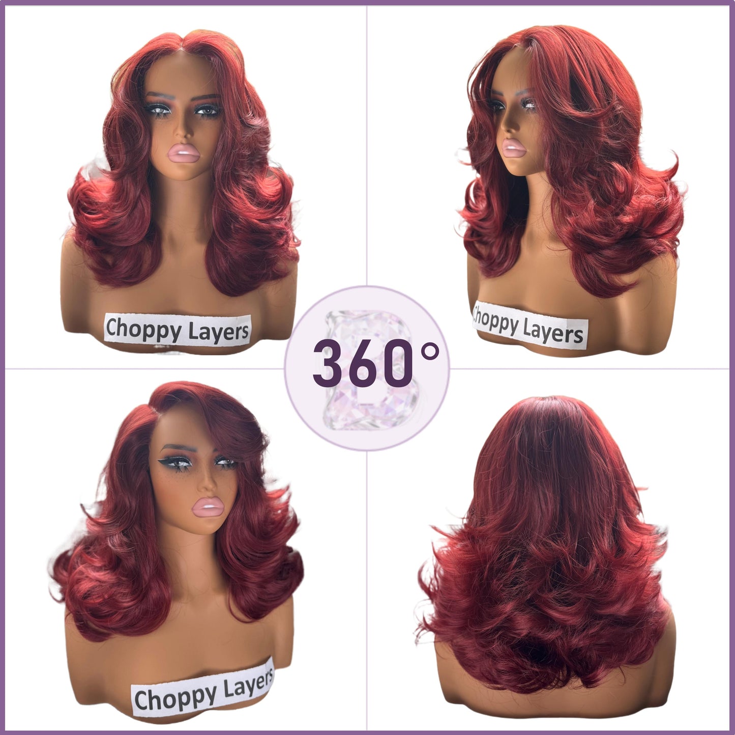 [Choppy Layers] Butterfly Cut T-Lace Synthetic Glueless Wigs Ruby Red