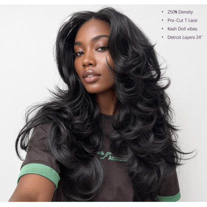 [Detroit Layers] Extra Full 250% Density Glueless Synthetic Wig