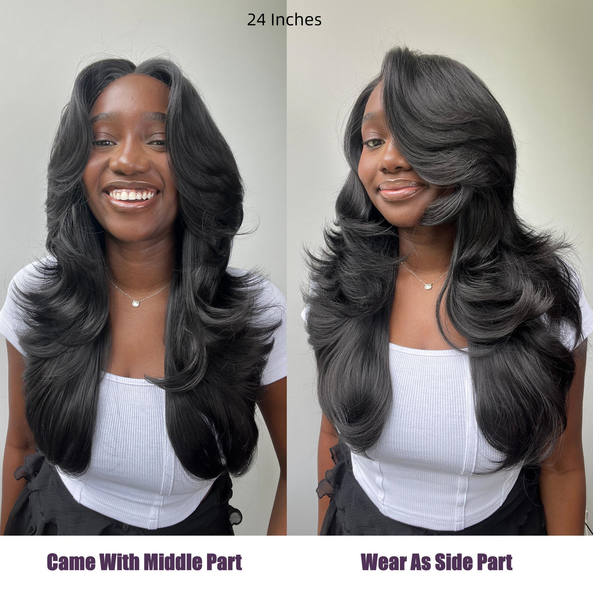 [Detroit Layers] 24 Inches Golden Black Glueless Premium Synthetic Wig