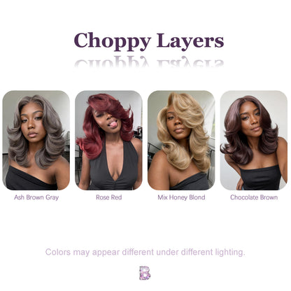 [Choppy Layers] Butterfly Cut T-Lace Synthetic Glueless Wigs Mix Honey Blond