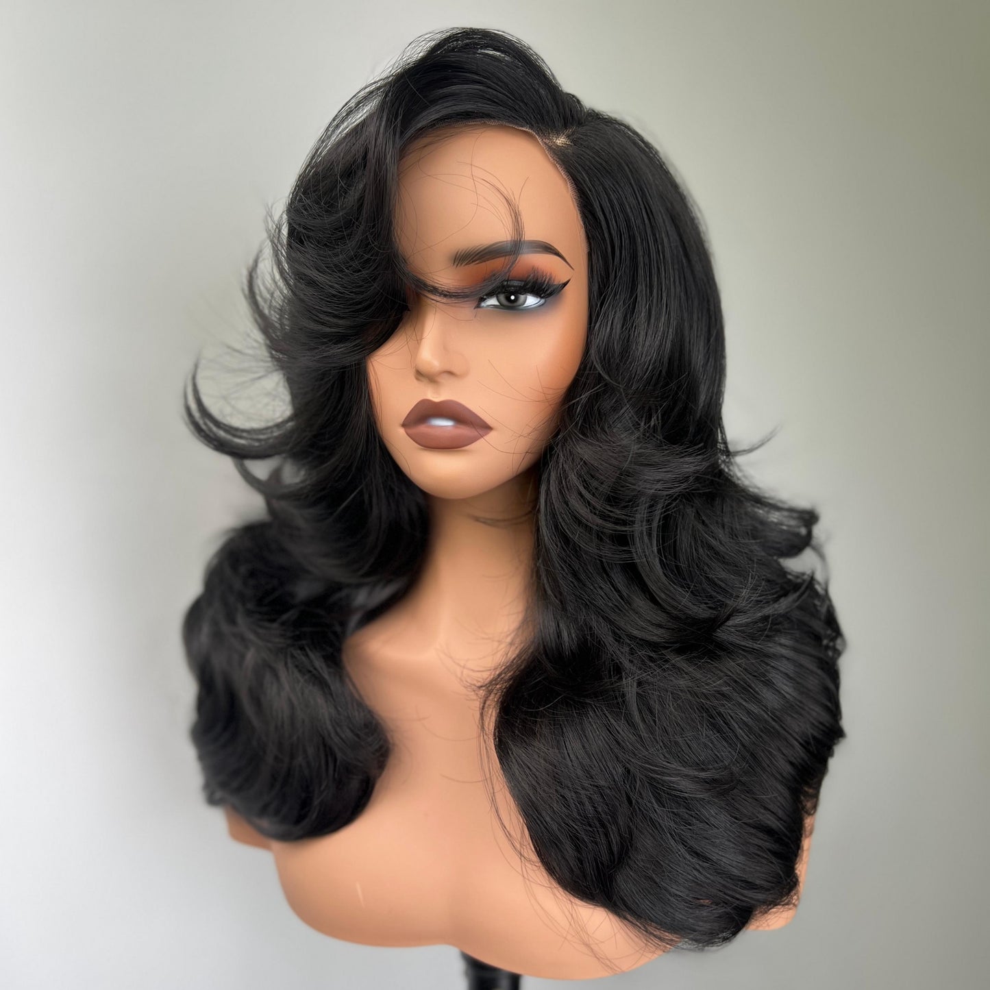 [Salon Blowout Layers] Throw On & Go Side Part Glueless Synthetic Hair