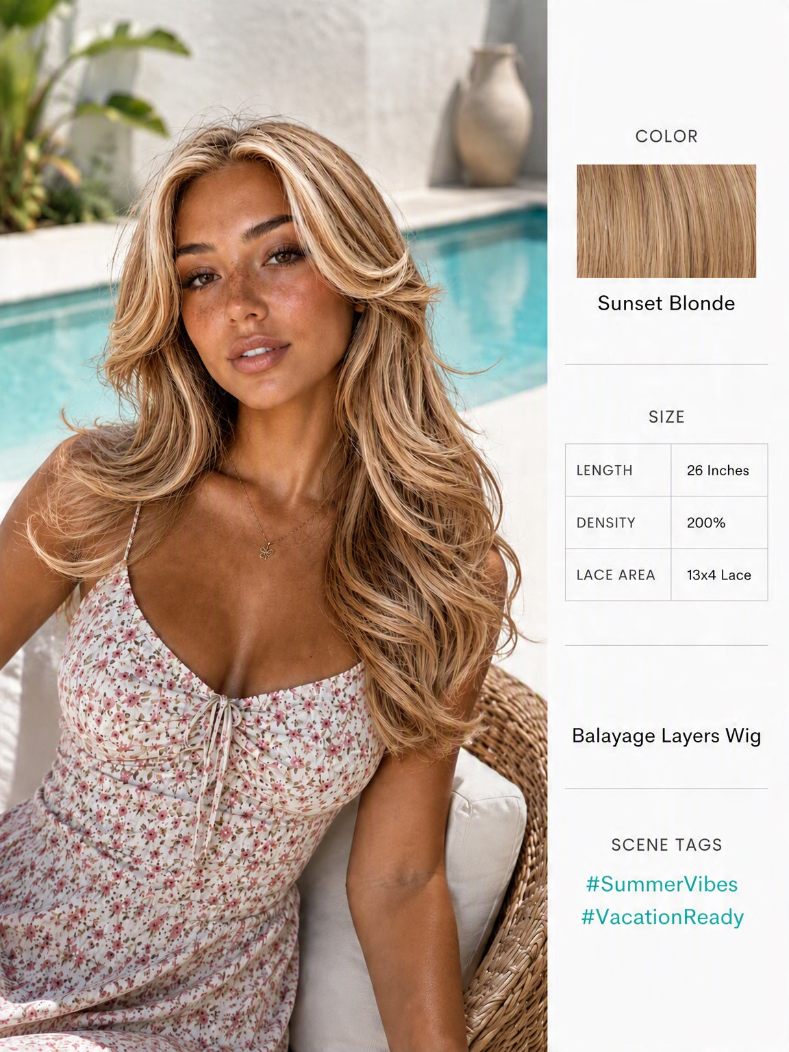 [Balayage Layers] 13x4 Lace Synthetic Wig Sunset Blonde Color