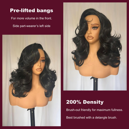 [Salon Blowout Layers] Throw On & Go Side Part Glueless Synthetic Hair
