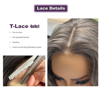 [Choppy Layers] Butterfly Cut T-Lace Synthetic Glueless Wigs Ash Brown Gray