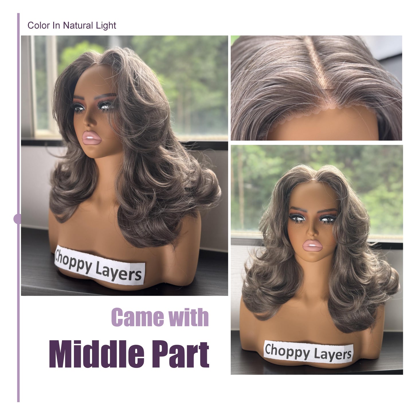 [Choppy Layers] Butterfly Cut T-Lace Synthetic Glueless Wigs Ash Brown Gray
