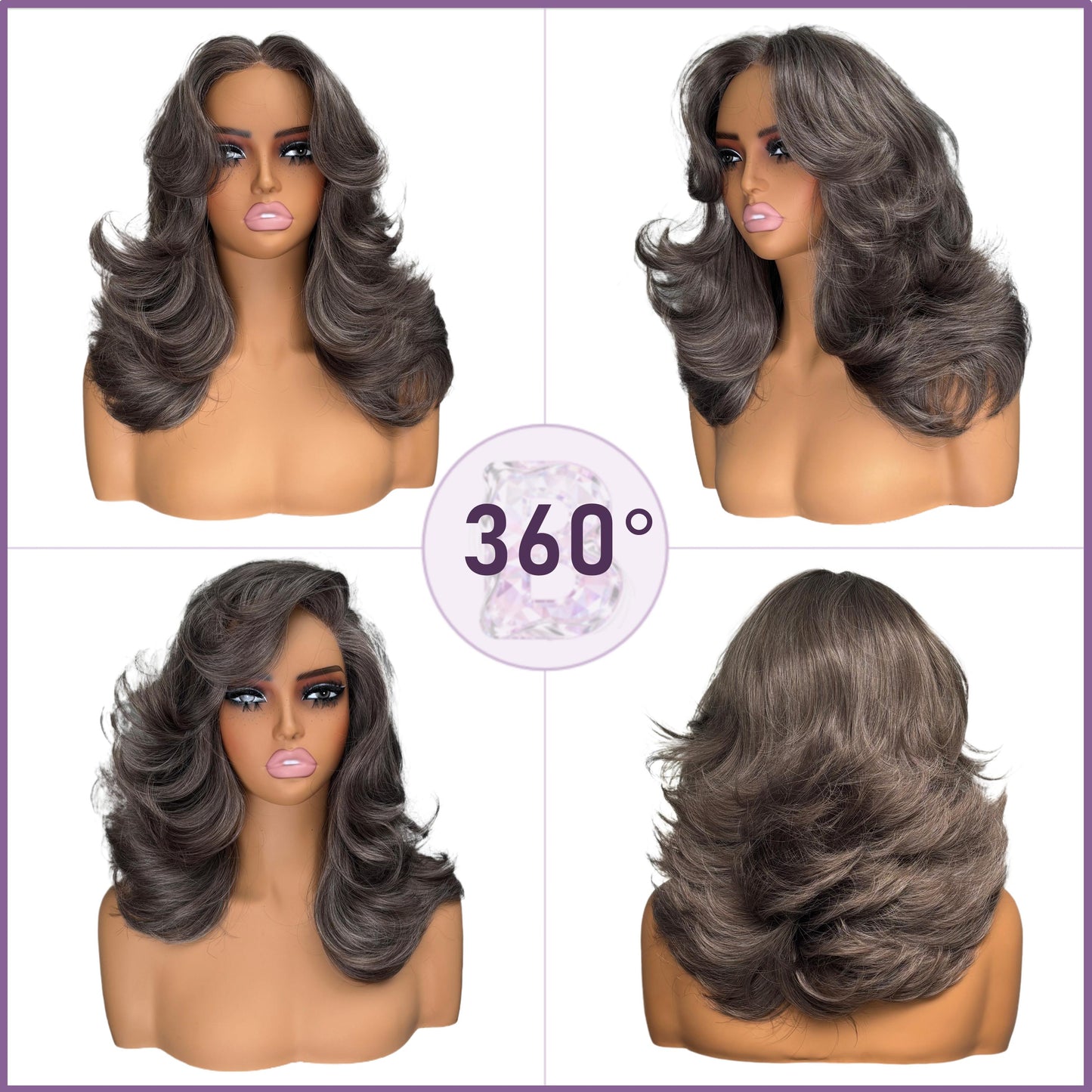 [Choppy Layers] Butterfly Cut T-Lace Synthetic Glueless Wigs Ash Brown Gray