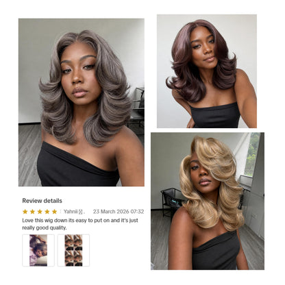 [Choppy Layers] Butterfly Cut T-Lace Synthetic Glueless Wigs Ash Brown Gray